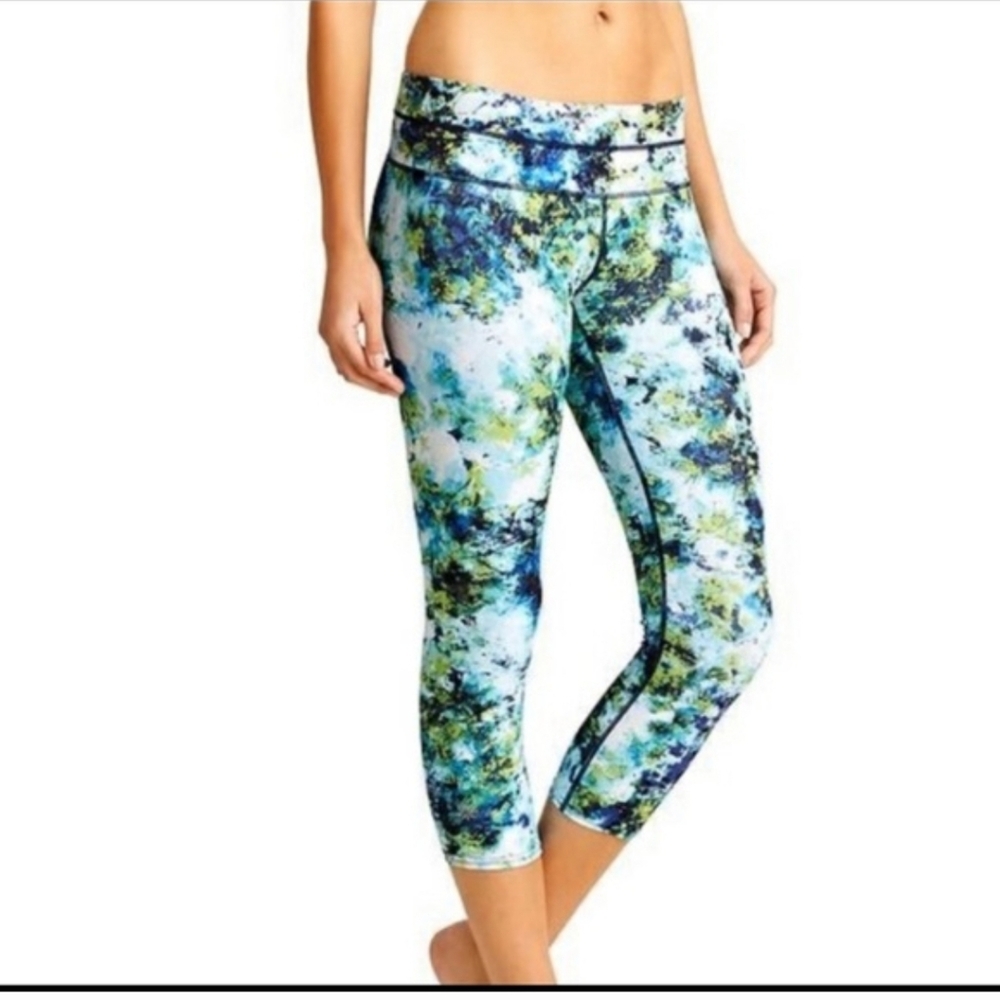 ♧ Athleta Hypersonic Sonar Tights Blue Caspian Multi Blue Green Size Medium